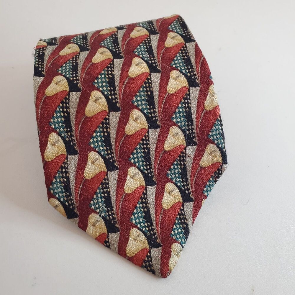 Rare Ermenegildo Zegna Italy Marroon Floral Italian 100% Silk Necktie EUC